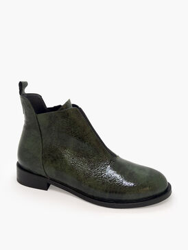 005781 Zielone skórzane botki z gumą na przodzie Mare Vento